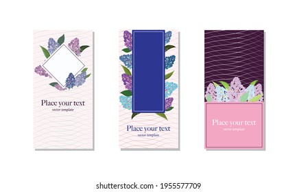 Floral templates with lilac flowers. For banners, advertisements, posters. Vector templates. 