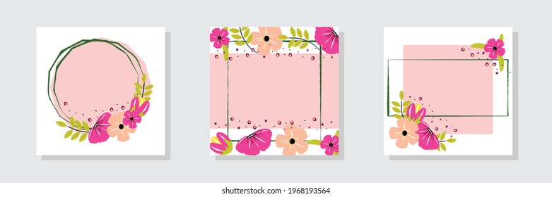 Floral templates for summer advertisements, banners, invitation cards, flower shops. Vector templates.