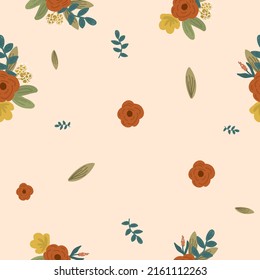 floral teracotta seamless pattern free vector