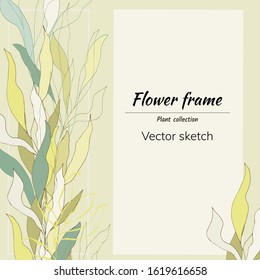 Floral text banner on with leaf ornament on a green background. Vector illustration for corporate identity.