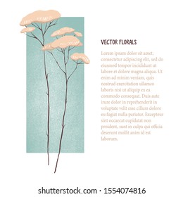 Floral text border hand drawn layout. Decorative board with vector bloom, blossom. Field flowers cartoon illustration with copy space. Postcard, greeting card, invitation design element