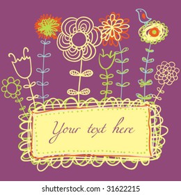 Floral text box in vector