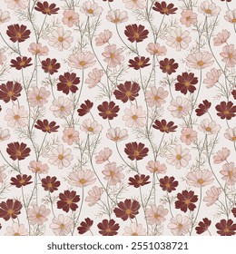 Floral Textile in Pattern Vector Repeat Designed for Fabric, Garment Creations, Wallpaper, and Wrapping.
