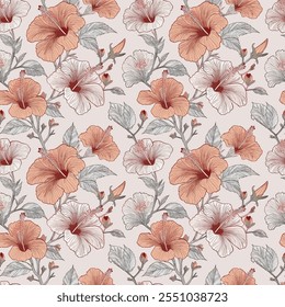 Floral Textile in Pattern Vector Repeat Designed for Fabric, Garment Creations, Wallpaper, and Wrapping.
