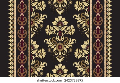 Floral Textile seamless pattern.Design with flower,classic element on 
brown backgroud.Classic style.Hand drawn.Design is perfect for adding to textile,fabric,background,clothes and fashion industry.