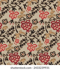 Floral Textile seamless pattern.Design with flower,leaf element on 
beige backgroud.Classic style.Hand drawn.Design is perfect for adding to textile,fabric,background,clothes and fashion industry.