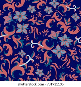 floral textile seamless vector pattern. colorful flowers