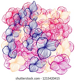 Floral texture, abstract flowers background. Hand drawing, sketch style. Vector illustration.