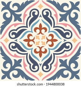 Floral texture in asian style. Geometric ceramic design tile. Vintage  Illustration background