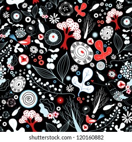 floral texture with birds