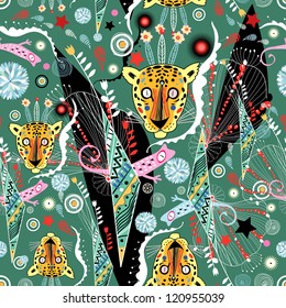 floral texture with leopards