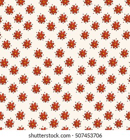 Floral texture. Pattern with cute flowers. Cartoon background. Can be used for printing on fabric and paper and other surfaces. Hand drawn cartoon illustration. Freehand doodles. 