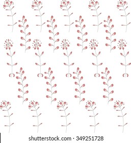 Floral texture. Red with gradient plants on a white background. Web design element, wrapping paper, vector