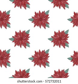 Floral texture . Seamless pattern. Red flowers on white background.