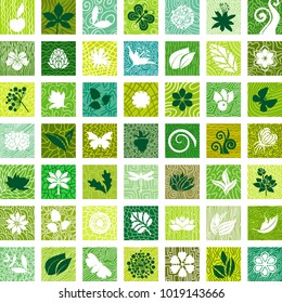 Floral textured icon set