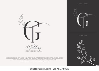 Floral TG GT Wedding Monogram Logo