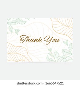 Floral 'Thank you' card with beautiful spring flowers and banner background in modern style. Perfect for wedding, greeting or invitation design.