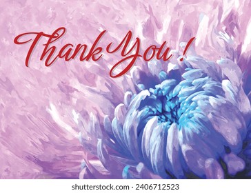 Floral 'Thank you' card with beautiful watercolor flower