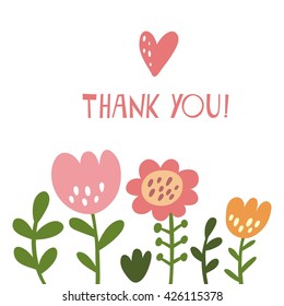 floral thank you card vector design