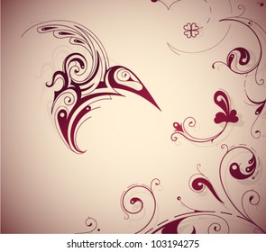 Floral theme with bird