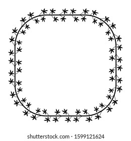 floral theme border, plant leaf style frame, delimiter for text or banner. flat isolated design in a white background.