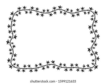floral theme border, plant leaf style frame, delimiter for text or banner. flat isolated design in a white background.