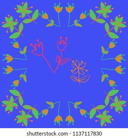 Floral theme, branches, doodles  pattern. Hand drawn.