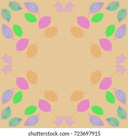 Floral  theme striped pattern. Hand drawn.