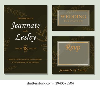 Floral theme wedding invitation card 