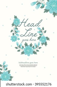 Floral themed layout design template/ Book cover design/ Flowers and leaves illustrations