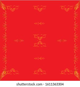 Floral themed pattern with a red background.
