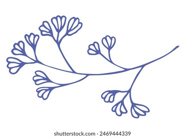 floral thin branch. Trendy simple botanical element wild, garden plants, branches, leaves, flowers, herbs. illustration for logo or tattoo, invitation, save the date, card, poster, menu, banner