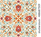 Floral tile design in Eastern style. Traditional ornate background. Arabic, Turkish, Ottoman, Persian ornamental decor 