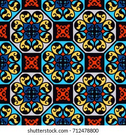 Floral tile design, seamless pattern, vector
