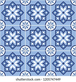 Floral tile pattern design. Mediterranean style. Vector illustration.