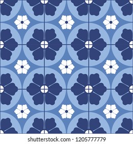 Floral tile pattern design. Mediterranean style. Vector illustration.