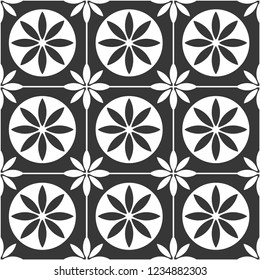 Floral tile pattern design. Mediterranean style. Vector illustration.