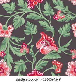 Floral tile pattern. Flower seamless background. Flourish ornamental garden wallpaper