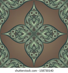A floral tile seamless pattern in the colors of bronze and patina.