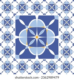 Floral tile seamless pattern Greek, French and Italian motifs vector