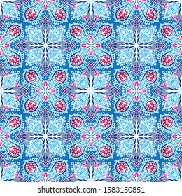 floral tiles line art pattern 
blue dominant color square diagonal and symmetrical seamless and repeated pattern batik of Indonesia style