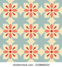 Floral tiles pattern design with beautiful soft color palette and seamless edge for wallpaper, fabric, tiles, and more