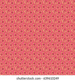 Floral tiles. Seamless pattern oriental ornament. Islamic vector design. Pink and golden textile print.