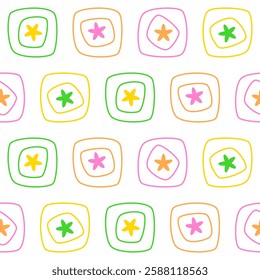 Floral tiles in vibrant colors seamless pattern