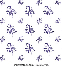Floral Toile Royal Blue