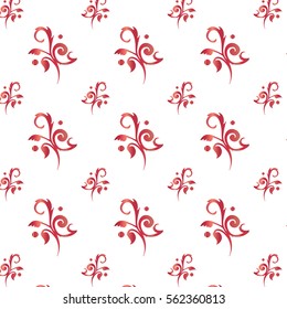 Floral Toile Ruby on White