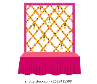 floral toran bunting sangeet ceremony backdrop setup decor indian wedding function lide haldi mehendi