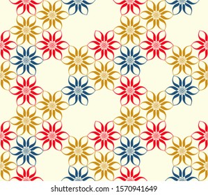 floral tracery field seamless pattern in ivory gold blue shades
