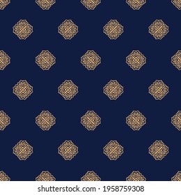 Floral traditional block printing pattern, indian fabric vector ornament