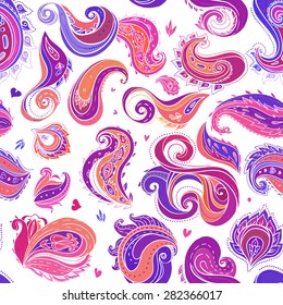 Floral traditional Indian  paisley titled background. Seamless pattern for your design.